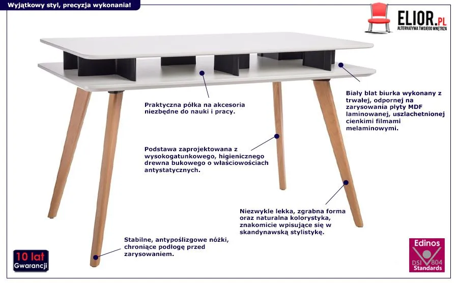 Biurko skandynawskie Norsa - drewno bukowe