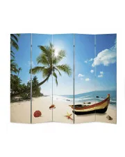 Parawan wewnętrzny z motywem plażowym - Folken 4X 200 x 170 cm w sklepie aosom.live