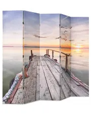 Nowoczesny parawan z nadrukiem jeziora - Lanard 4X 200 x 170 cm w sklepie aosom.live