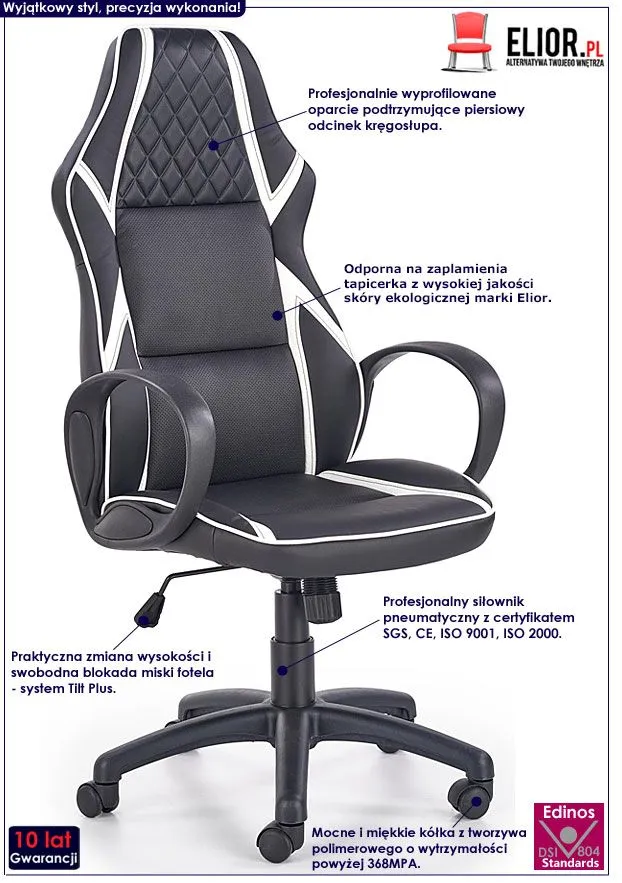 Czarny fotel obrotowy do biura, gabinetu Telso
