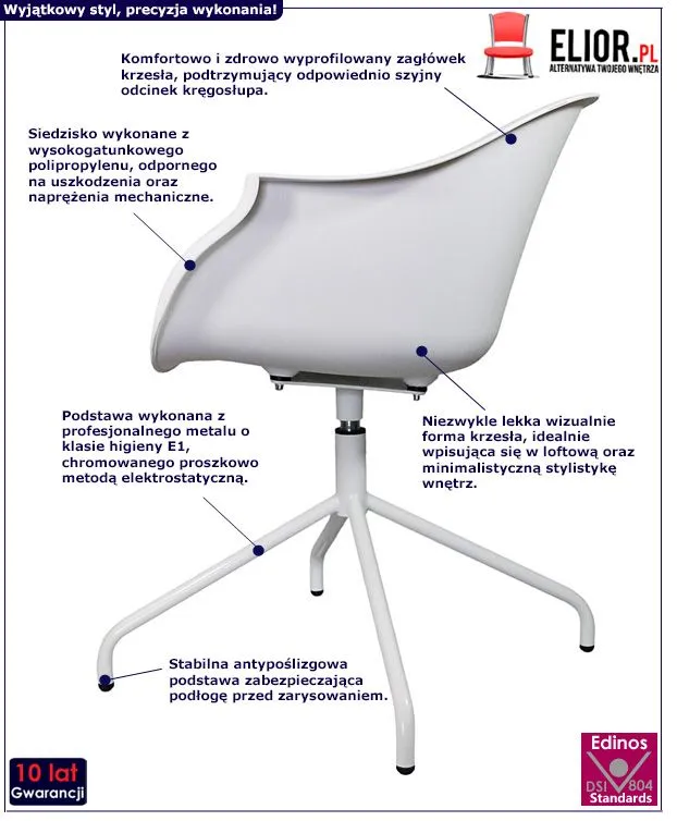 Minimalistyczne krzesło Ravenna - białe