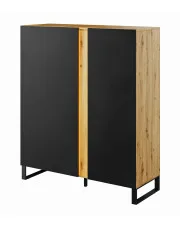 Wysoka komoda na nóżkach w stylu loft  dąb evoke + czarny - MN-06 w sklepie aosom.live