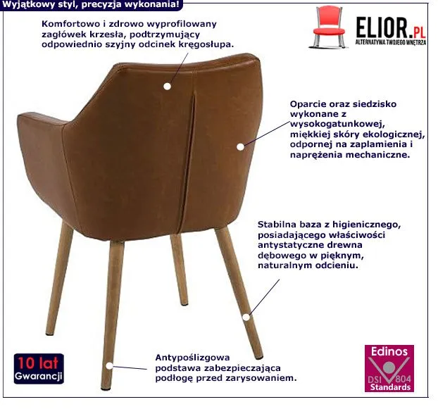 Elegancki fotel Cali 2X - brązowy