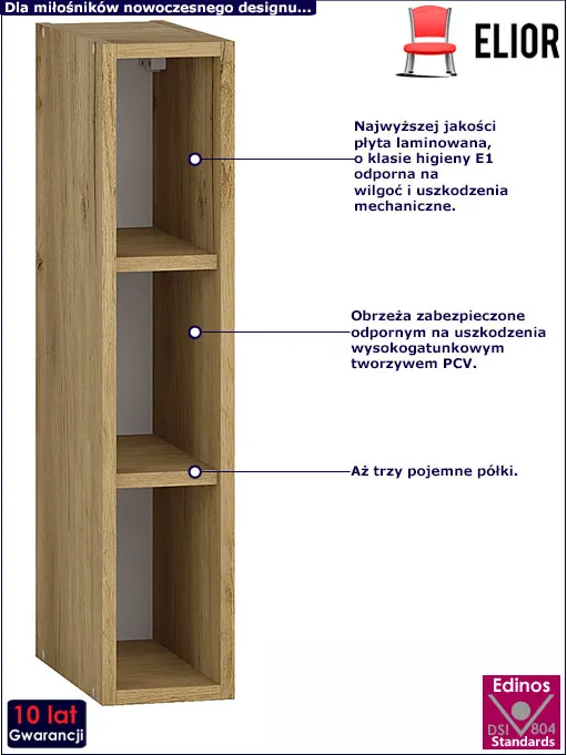 Biała szafka kuchenna Vokres 17X dąb craft