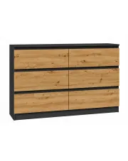 Długa komoda loft z szufladami antracyt + dąb artisan - Berta 2X 140 cm w sklepie aosom.live