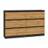 Długa komoda loft z szufladami antracyt + dąb artisan - Berta 2X 140 cm