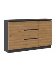 Komoda loft z szufladami i drzwiczkami antracyt + dąb artisan - Suso w sklepie aosom.live