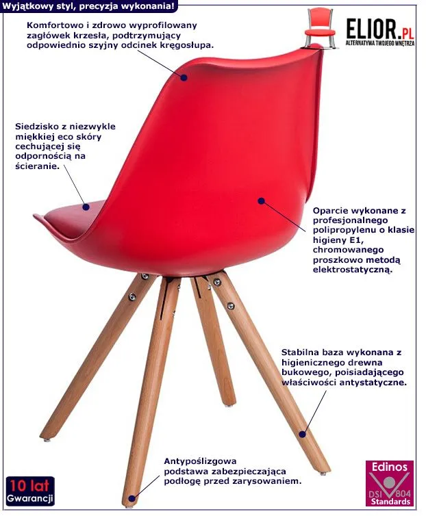 Stylowe krzesło Ogi 4X - czerwone
