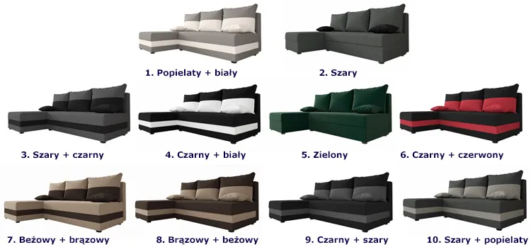 Wybór kolorów sofy narożnej Nomi