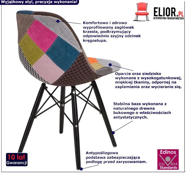 Piękny fotel Ensata - patchworkowy