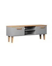 Skandynawska szafka RTV na dębowych nóżkach szary + hikora - Avec 5X 120cm w sklepie aosom.live