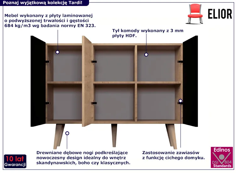  Komoda Dubby 3X czarny