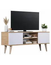 Skandynawska szafka pod telewizor dąb artisan + biały - Dubby 4X 120 cm w sklepie aosom.live