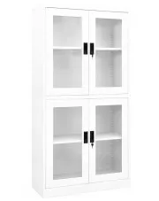 Biała szafa na dokumenty z witryną - Niko w sklepie aosom.live