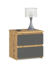 Minimalistyczna szafka nocna dąb artisan + grafit - Atika 3X w sklepie aosom.live