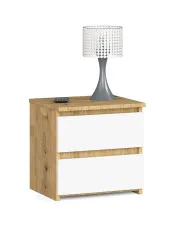 Skandynawska szafka nocna z szufladami dąb artisan + biały - Atika 3X w sklepie aosom.live