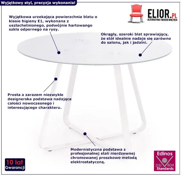 Szklany stół Virgo - biały
