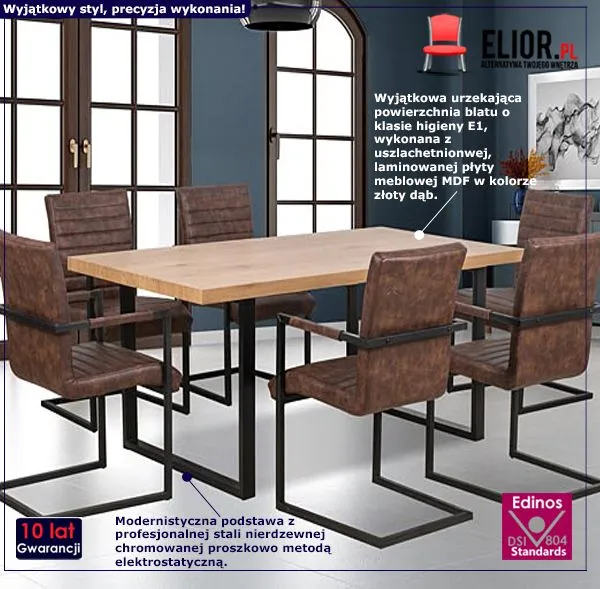 Loftowy stół Fibre - zloty dąb