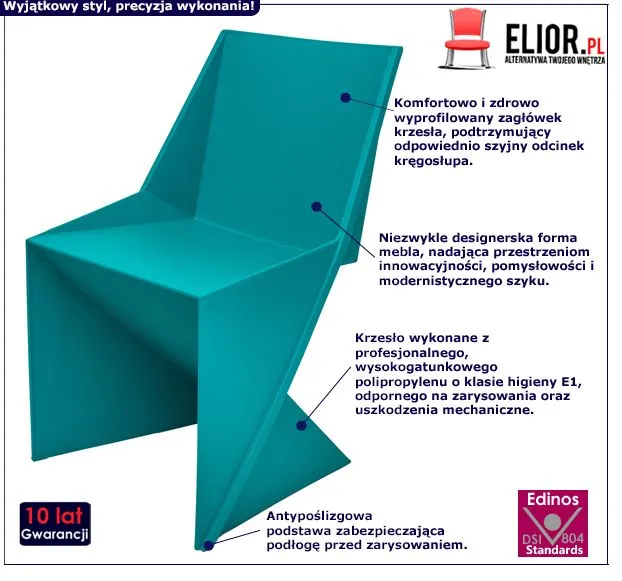 Designerskie krzesło Noris - niebieskie
