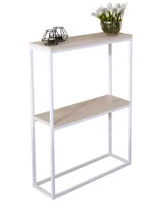 Wąska konsola z półkami biały + dąb sonoma - Carello 5X w sklepie aosom.live