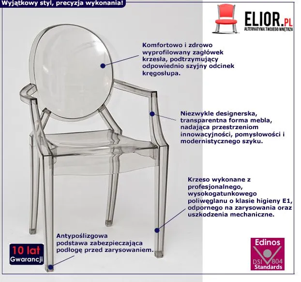 Modne krzesło Labis - transparentne