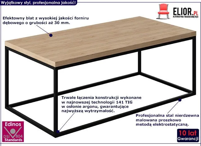 Prostokątna industrialna ława do loftu Landu 4X