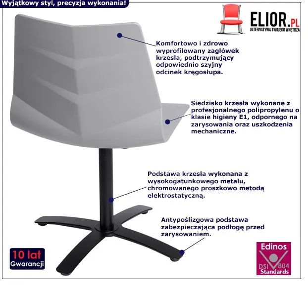 Designerskie krzesło Avenio 4X - szare