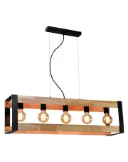 Industrialna lampa wisząca z drewnianymi elementami - T022 - Kavo w sklepie aosom.live