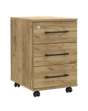 Zamykany kontenerek biurowy z szufladami na kółkach dąb craft - Inos w sklepie aosom.live