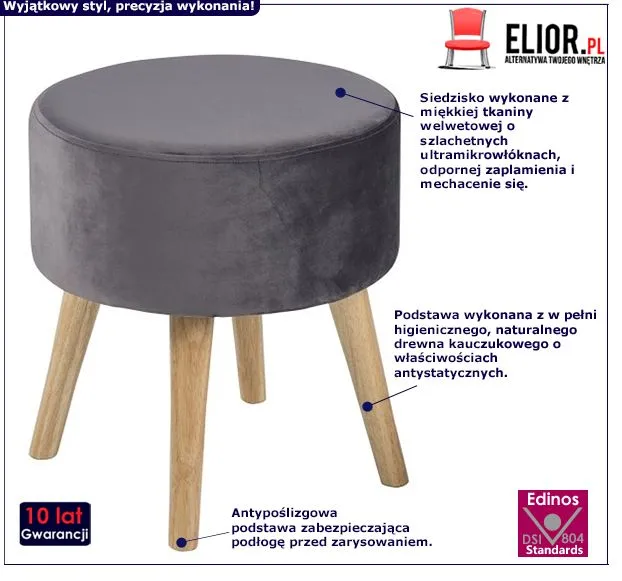 Stylowy taboret Toria - szary