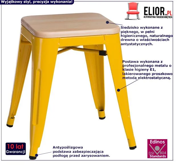 Modny taboret Maye - żółty