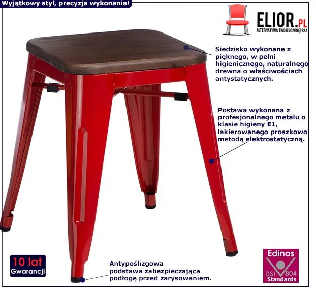 Loftowy taboret Maye - czerwony