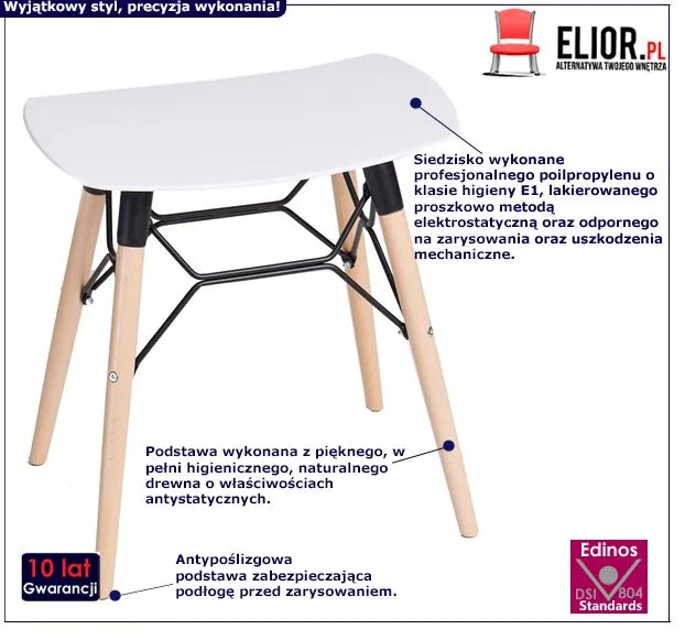 Skandynawski taboret Laran - biały
