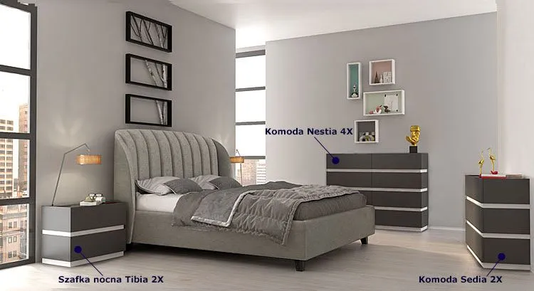 Komplet grafitowych mebli modułowych Moso