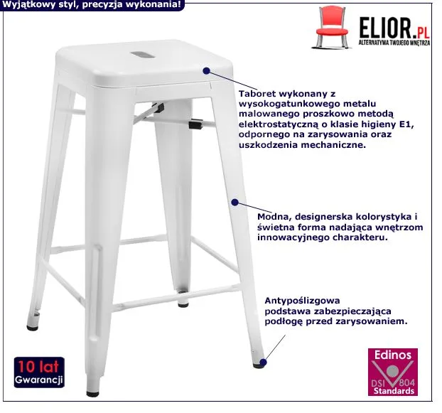 Designerski hoker Asla - biały