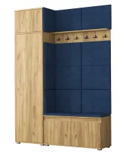 Szafa z siedziskiem tapicerowanym dąb craft + granat - Linez 4X w sklepie aosom.live