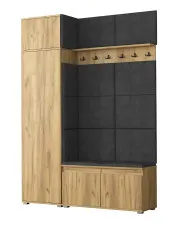 Garderoba z szafą i nadstawką do przedpokoju dąb craft + szary - Linez 4X w sklepie aosom.live