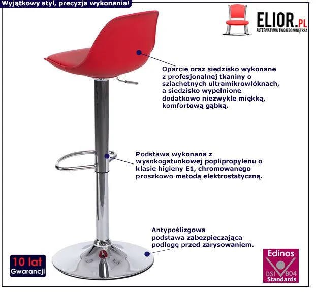 Designerski hoker barowy Jomi - czerwony