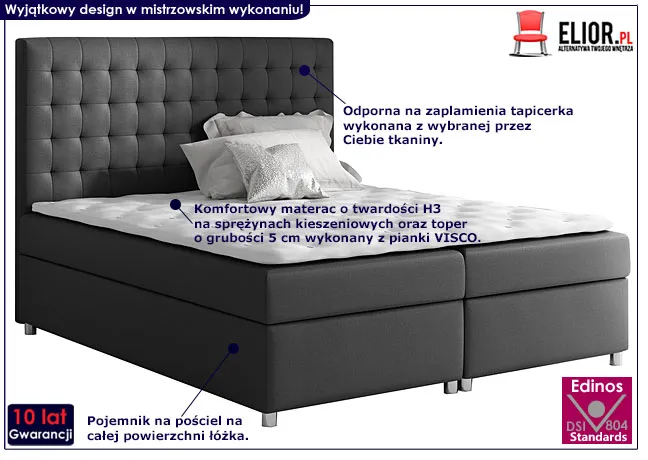 Kontynentalne łóżko dwuosobowe Husa 180x200