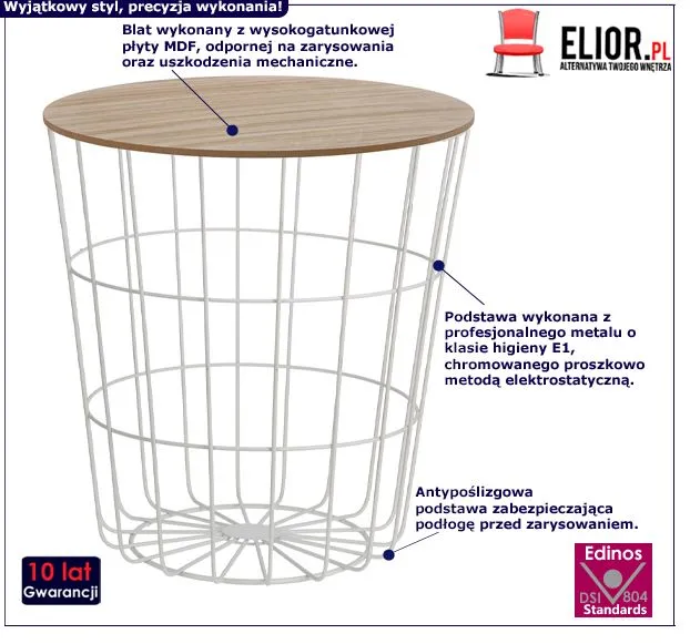 Designerski stolik kawowy Miks - biały
