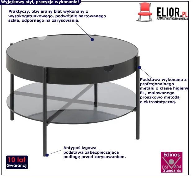 Modny stolik kawowy Dortis 4X - czarny