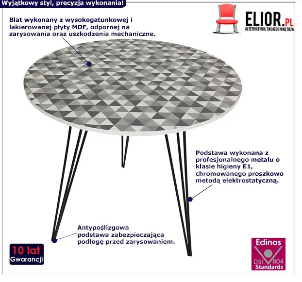 Designerski stolik kawowy Edip - mozaika