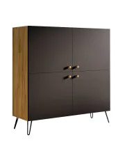 Komoda w stylu loft z półkami dąb craft + czarny - Zorina 5X w sklepie aosom.live