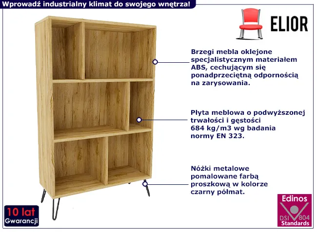 Niski regał Zorina 12X dąb craft