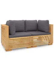 Sofa ogrodowa z drewna tekowego z szarymi poduszkami - Elosi w sklepie aosom.live