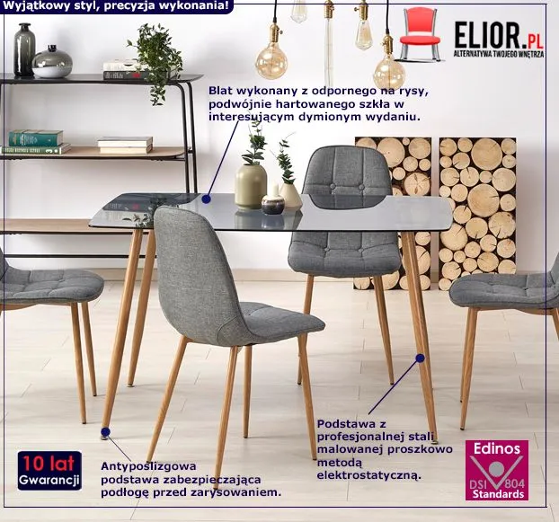 Designerski stół Milta - dymiony