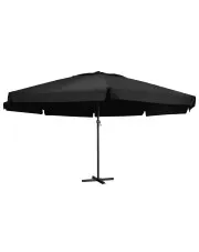Czarny parasol ogrodowy z aluminiowym stelażem - Diola w sklepie aosom.live