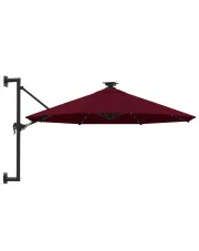 Burgundowy parasol ścienny z LED - Waren w sklepie aosom.live