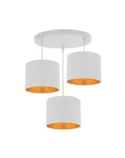 Biała lampa wisząca glamour z trzema kloszami z tkaniny - V104-Trapsi w sklepie aosom.live