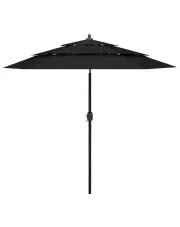 Czarny parasol ogrodowy z potrójnym daszkiem - Asar w sklepie aosom.live